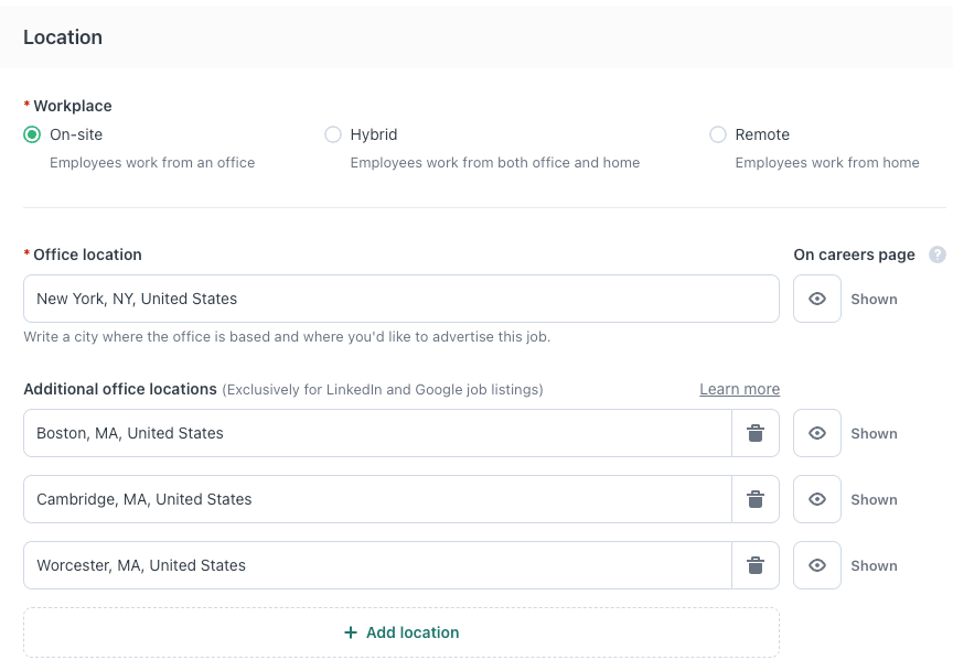 Creating and managing postings with multiple locations – Workable Help