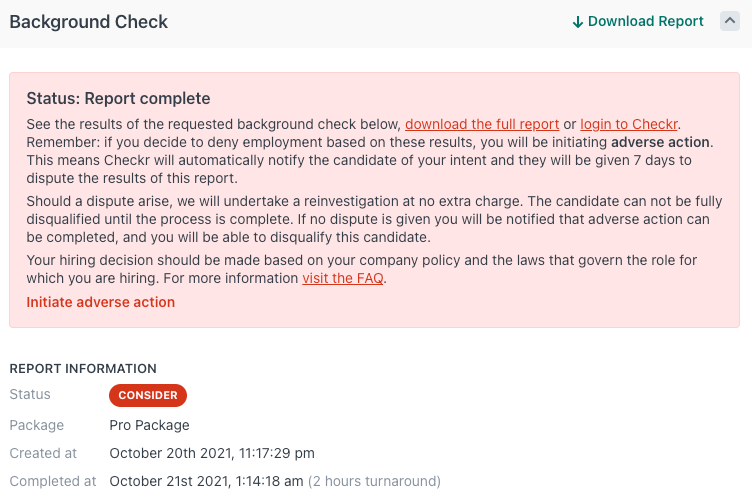 What information do I receive from a background check through Checkr? –  Workable Support